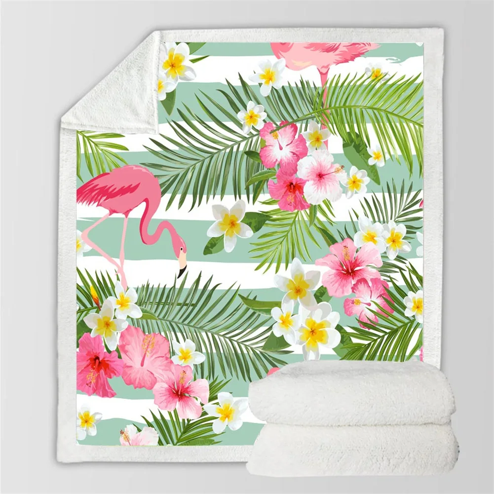Утолщенное одеяло с фламинго шерпа для кровати плюшевое бабочкой детское