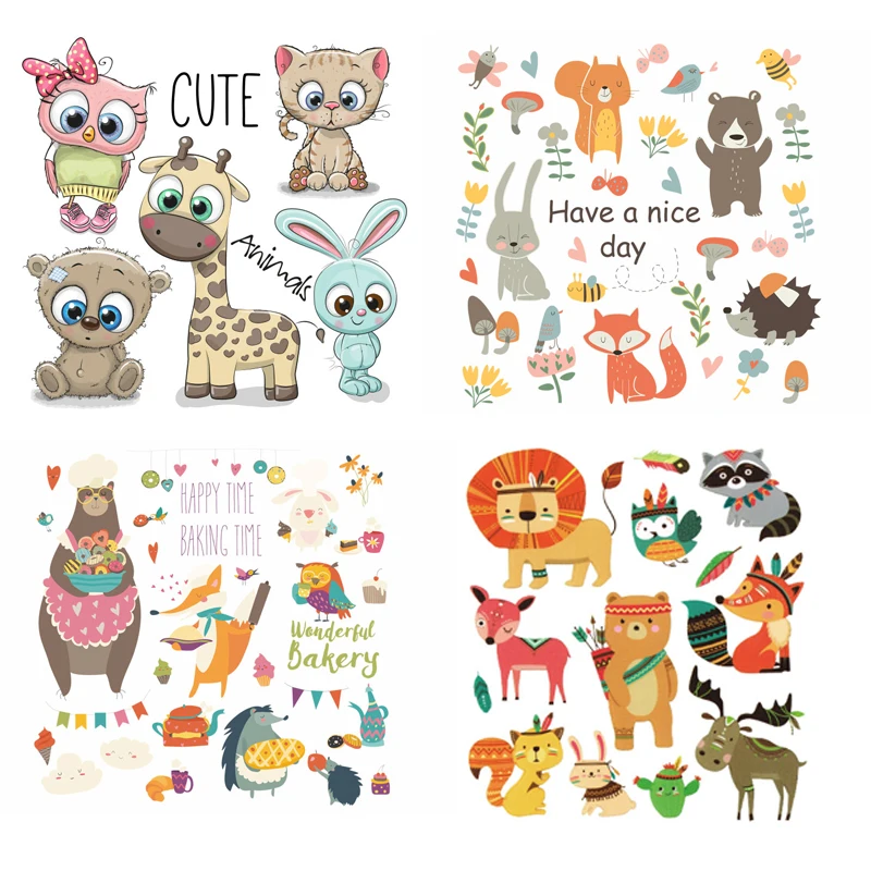 Термотрансферные нашивки сделай сам милые животные железные на одежду Детская