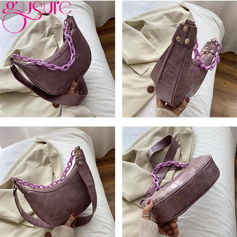 Gusure маленькие сумки через плечо из искусственной кожи с каменным узором для