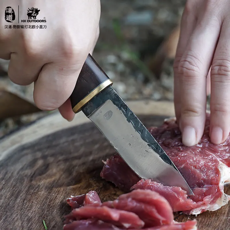 Охотничий нож Ручная ковка фиксированное лезвие из высокоуглеродистой стали
