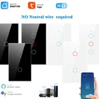 Настенный сенсорный выключатель с Wi-Fi, выключатель с поддержкой Alexa и Google Home для умного дома, без нейтрального провода, 1, 2, 3 клавиши