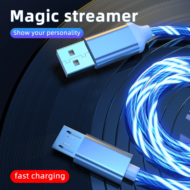 led lights usb micro cable 3a fast charging data cable for samsung xiaomi htc oppo mobile phone accessories charger usb cable free global shipping