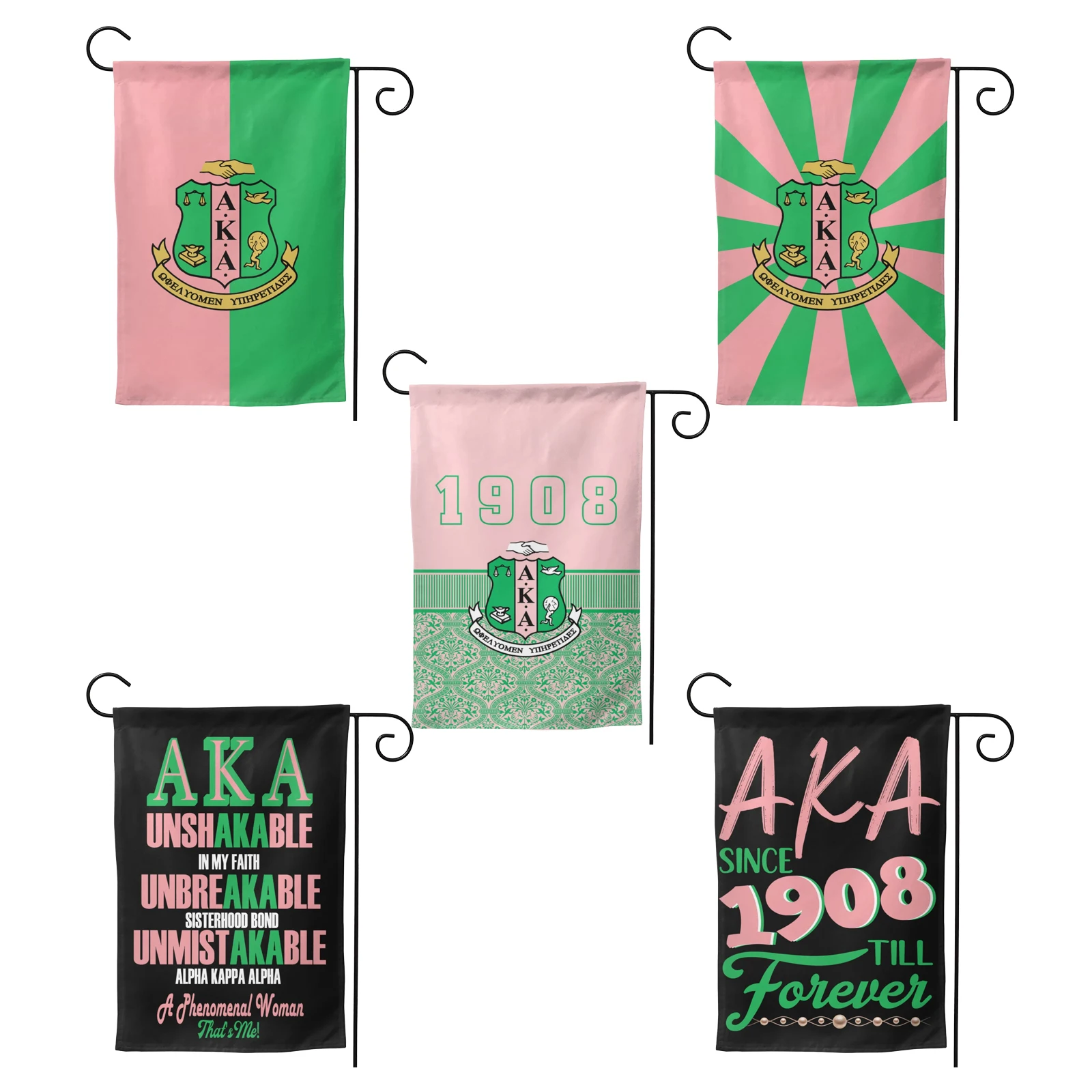 Alpha Kappa AKA 1908 Alpha Garden Flag Double-sided Printing Decorative Yard Banner Holiday Flag Party Outdoor Home signs