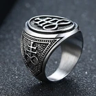 Vantage серебряный цвет сатанинский крест кольцо сигил серы твердый нержавеющая сталь мужское кольцо печатка с камнем невесты оккультные ювелирные изделия
