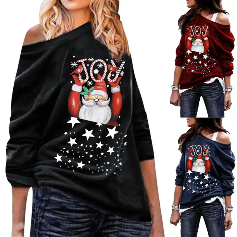Рождественская женская блузка с рождественским принтом женские топы Сантой