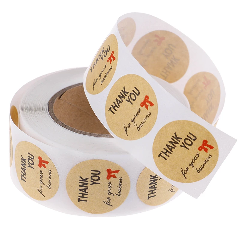 

100/500pcs Round Heart Thank You Stickers Adhesive Sticker Scrapbooking Stationery Diy Cake Biscuit Baking Sealing Labels Gift