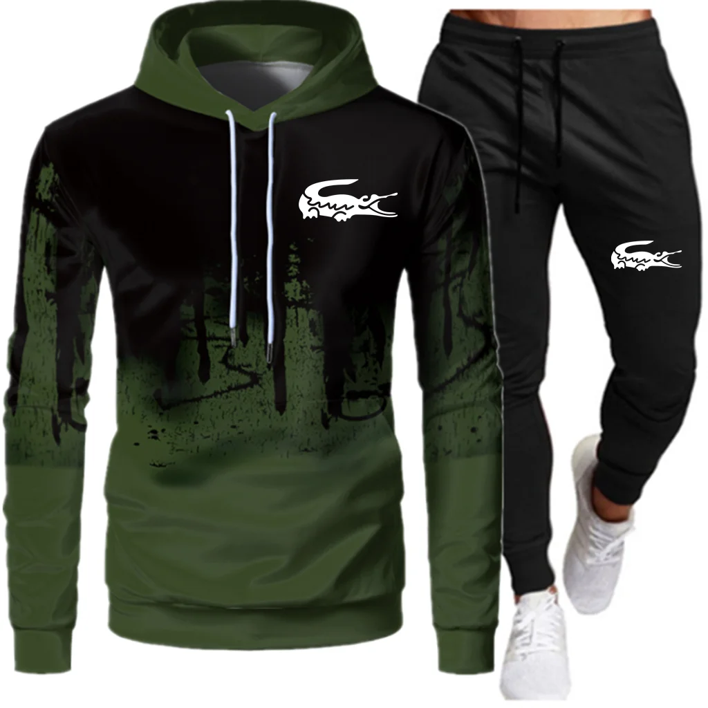 

3D ink brand printed fashion hoodie Tracksuits Men Set hooded Thicken Fleece Hoodies + Sweatpant 2021 Winter Spring Sweatshirt S