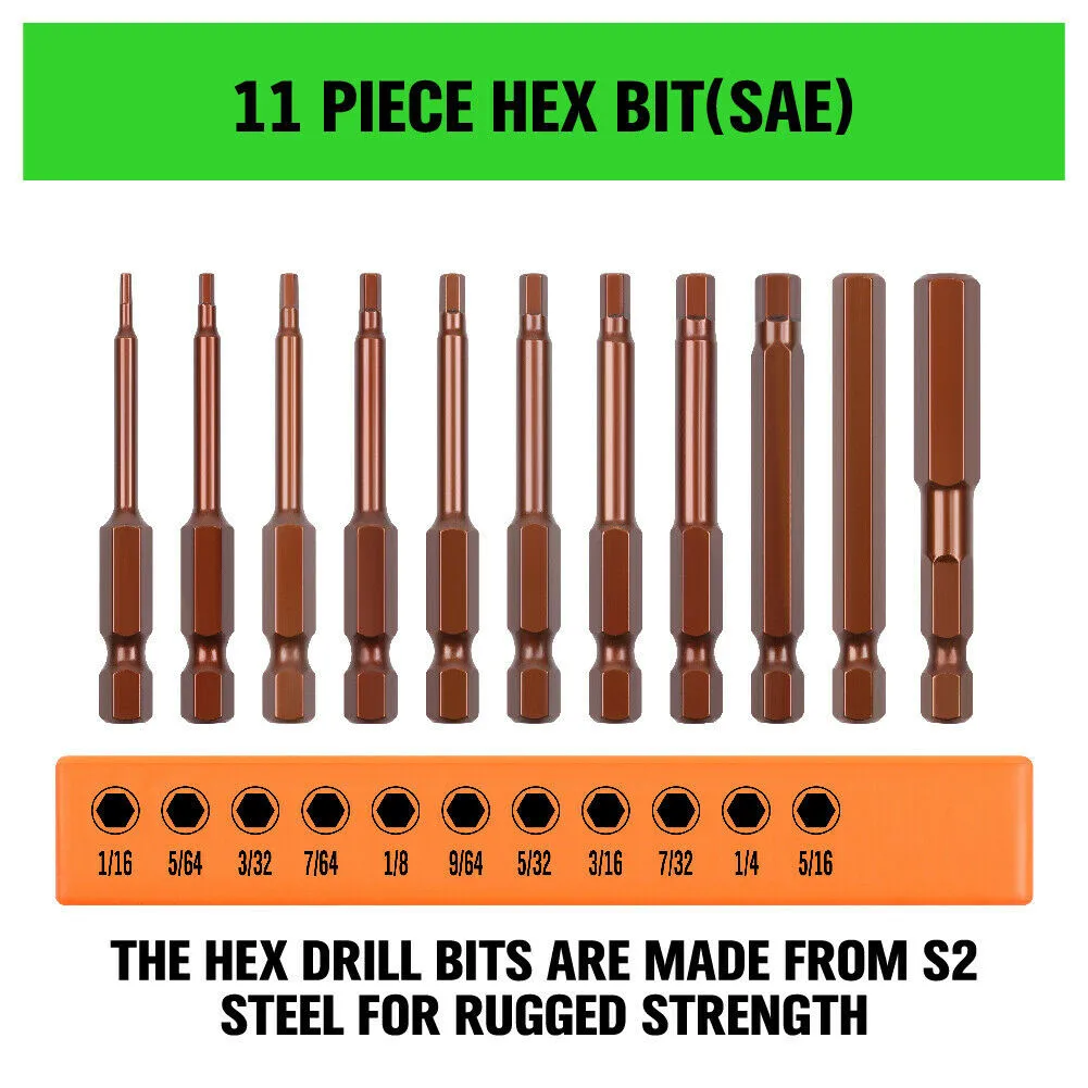 Quick Release Adaptor Drill Bit Head Hex Metric S2 Steel SAE Screwdriver