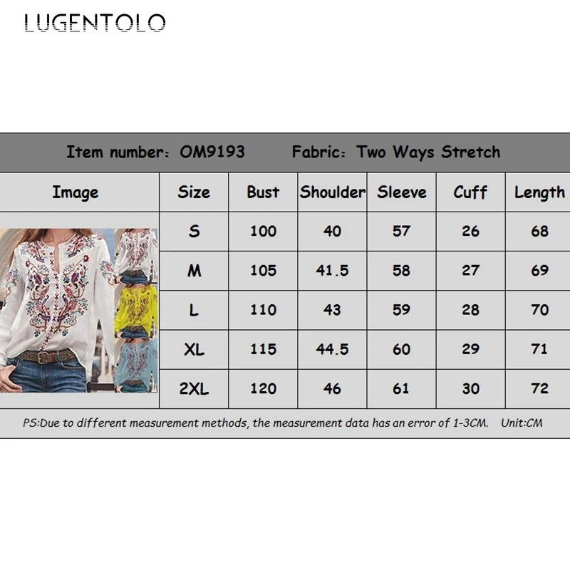 

Lugentolo Women's Shirt Fashion Europe and The United States Wide Loose Shirt Printed Long-sleeved Casual Shirt Shirt