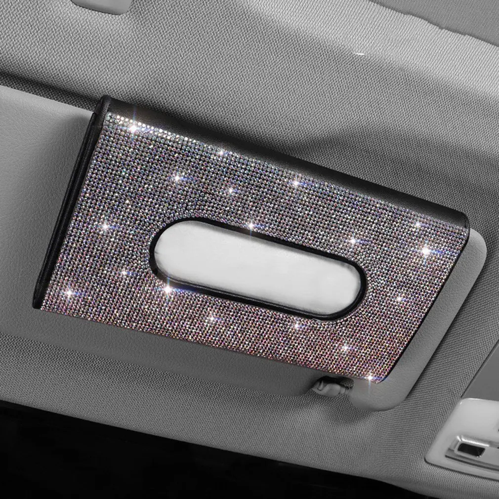 

1 Pcs Crystal Car Tissue Box Towel Sets Car Sun Visor Tissue Box Holder Auto Interior Storage Decoration for BMW Car Accessories