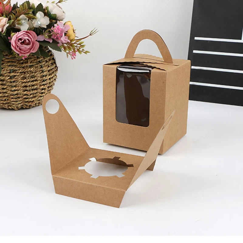 1 шт. 11*9 2 см Бумага карты торт складной Коробки с ручкой коричневая коробка для