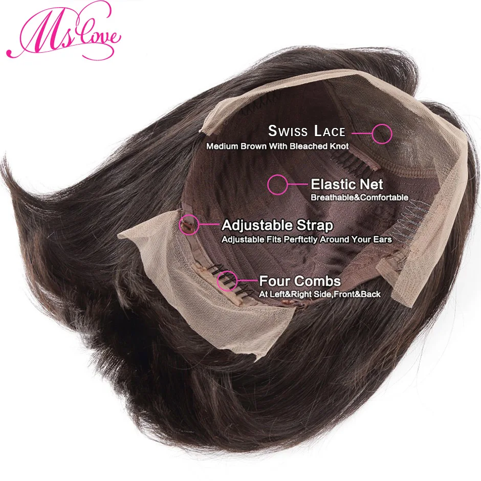 Highlight Brown Wig Short Bob Lace Front Human Hair Wigs Straight Brazilian For Women Remy Closure Frontal Ms love | Шиньоны и парики