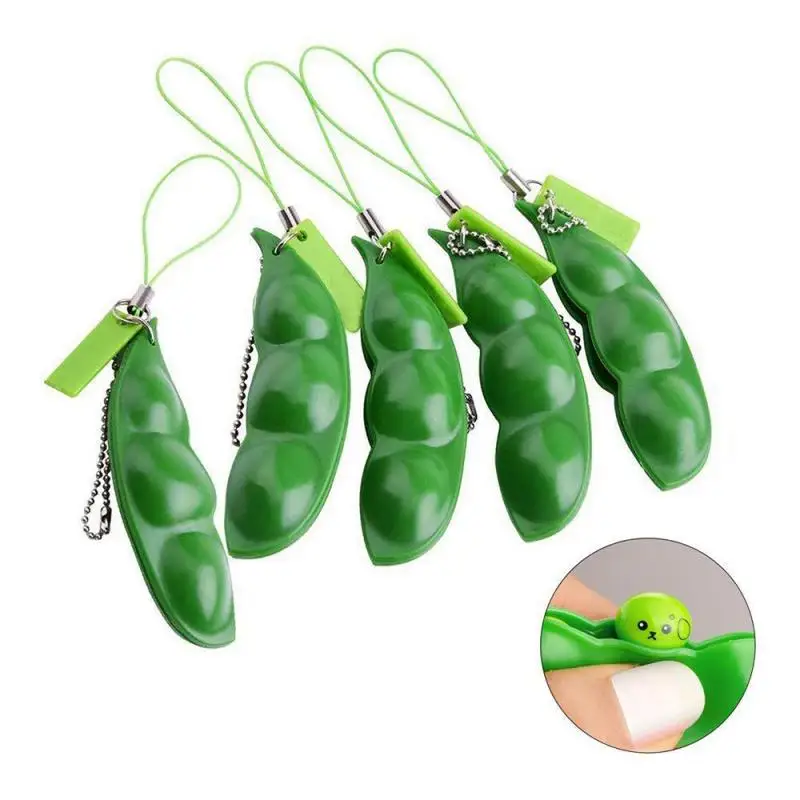 

Squishy Infinite Squeeze Edamame Bean Pea Expression Chain Key Pendant Ornament Stress Relieve Decompression Toys for xmas gift