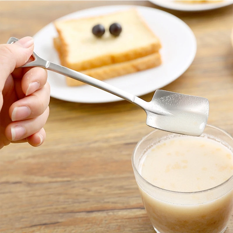 Промо акция! 4 шт. ложка для арбуза из нержавеющей стали в форме лопаты кофейная