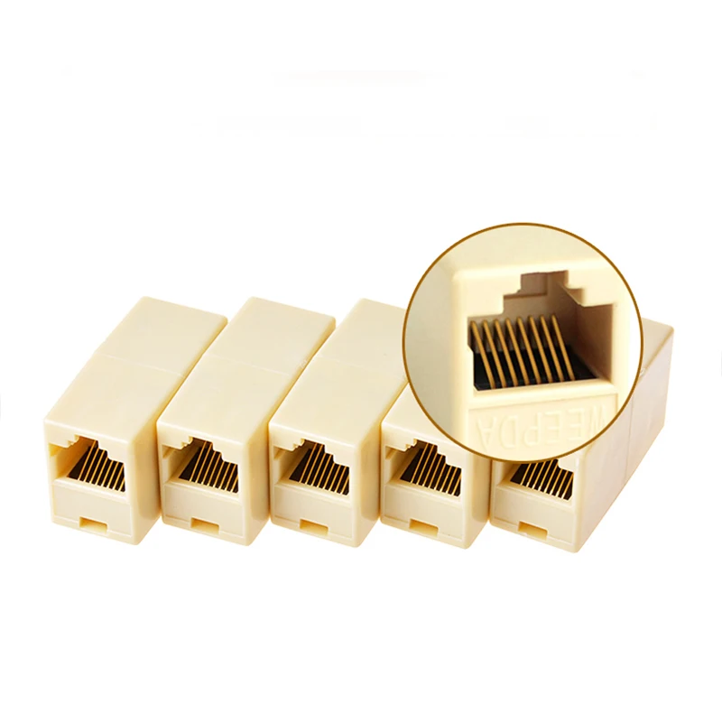 10 шт. rj45 разъем jack cat5 cat5e cat6 ethernet кабель женский двойной адаптер модульный