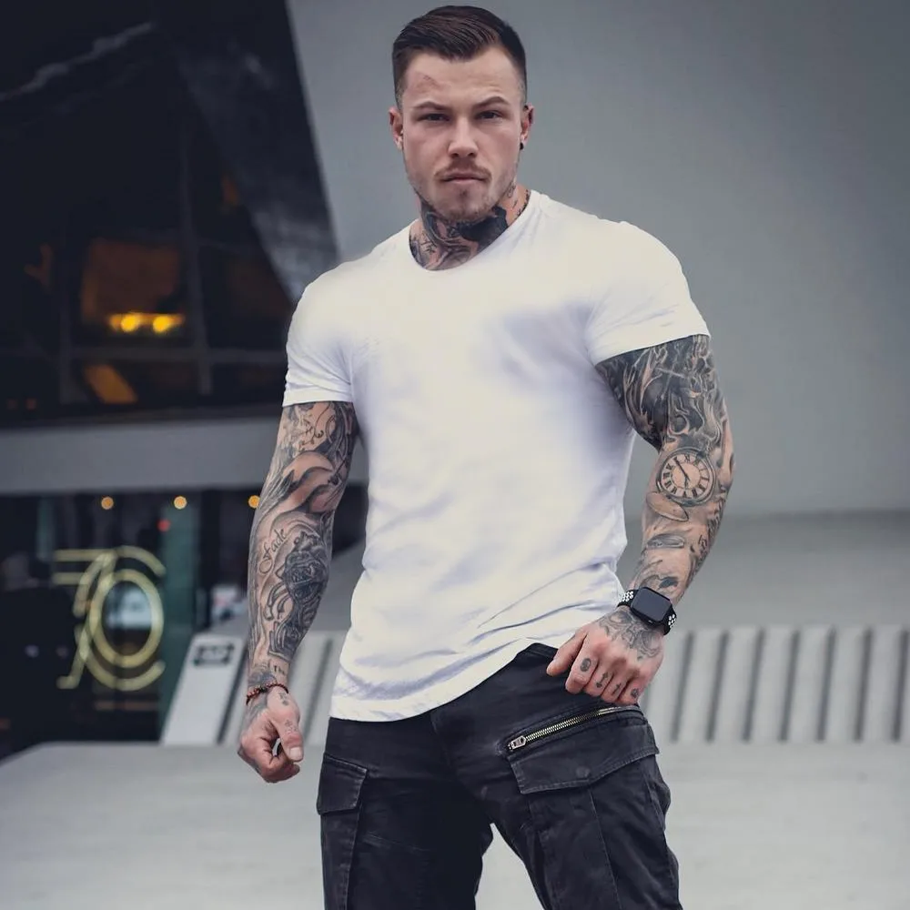 

Summer Men's Clothing New Outdoor Fitness Sports And Leisure Short-sleeved Tight-fitting Cotton T-shirt Bottoming Shirt