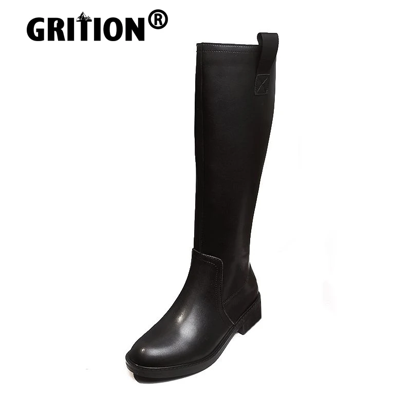 

GRITION Women Boots Black Fashion Heighten Platform Boot with Plush Comfortable Non Slip Middle Tube Shoes 2021 New Casual Style
