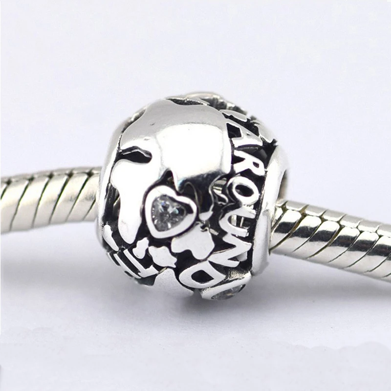 100% 925 пробы серебро по всему миру Шарм Подходит Pandora браслет прозрачный CZ