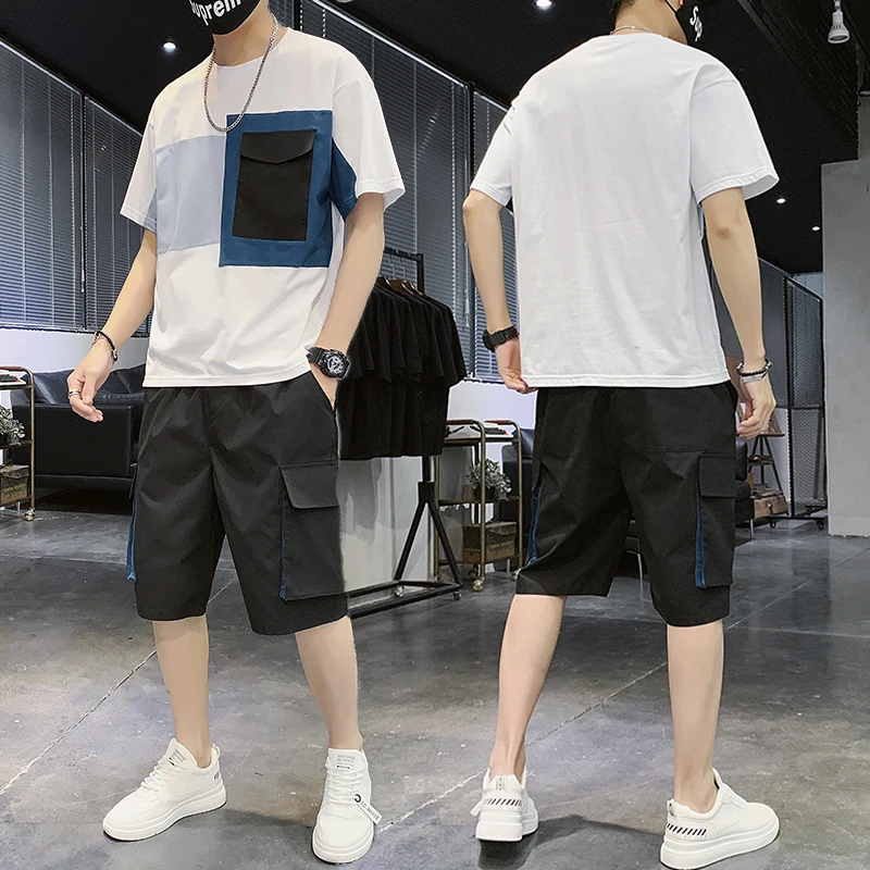 Мужской комплект из футболки и шортов повседневный 2 предметов футболка шорты