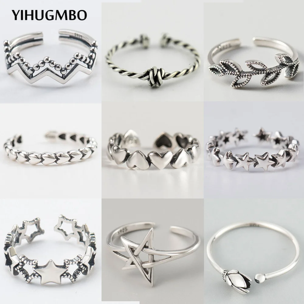Женские открытые кольца YIHUGMBO винтажные регулируемые обручальные из 100%