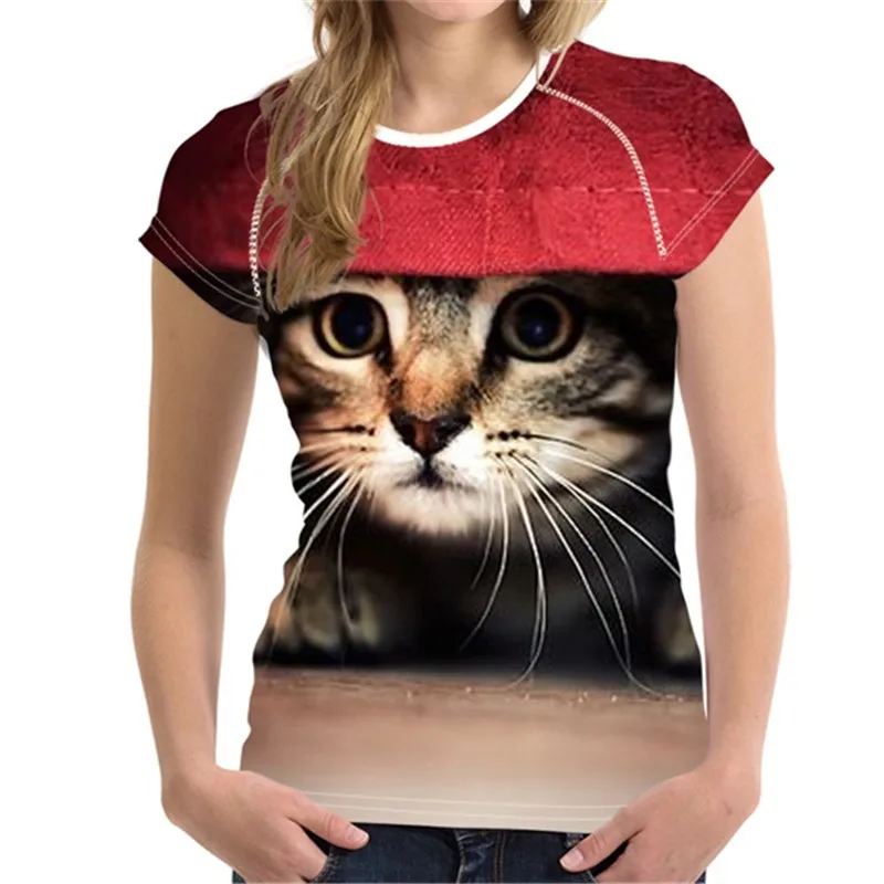 FORUDESIGNS/женские футболки с 3D изображением черного кота для женщин летние топы футболки с принтом собаки Женская модная футболка Vetement Femme - Цвет: H848BV