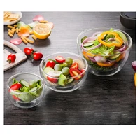 double layer heat resistant high borosilicate glass bowl salad bowl microwave tableware ice cream heatproof salad dinnerware