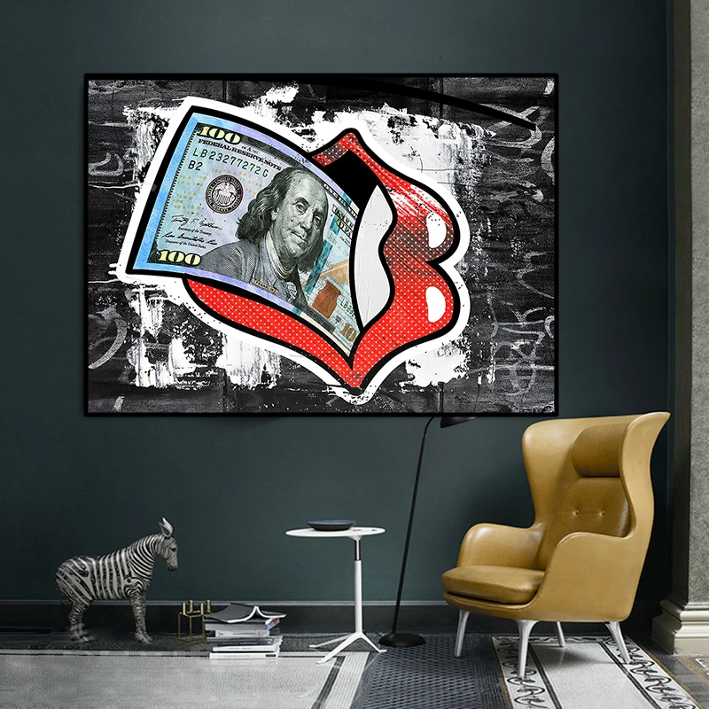 

Golden Dollar Inspirational Canvas Art Posters And Prints Silver Money Canvas Paintings On the Wall Art Picture For Living Room