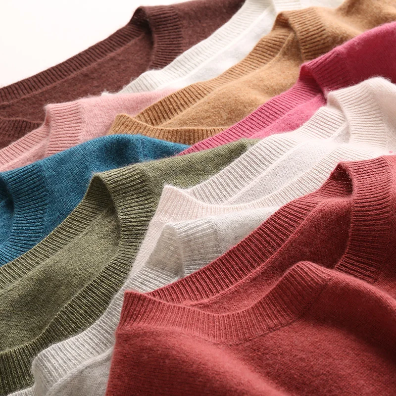 

2020 New Colours Women's 35% Cashmere O-Neck Knitted Pullover Multi Colors Basic Wool Sweater For Women Round Neck Winter Jumper
