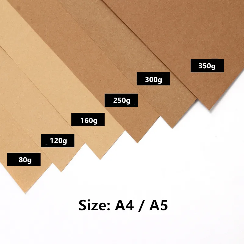 

50pcs/lot A5 A4 kraft paper brown paper craft thick board cardboard card paper DIY card making paper 80g 120g 150g 200g 250g