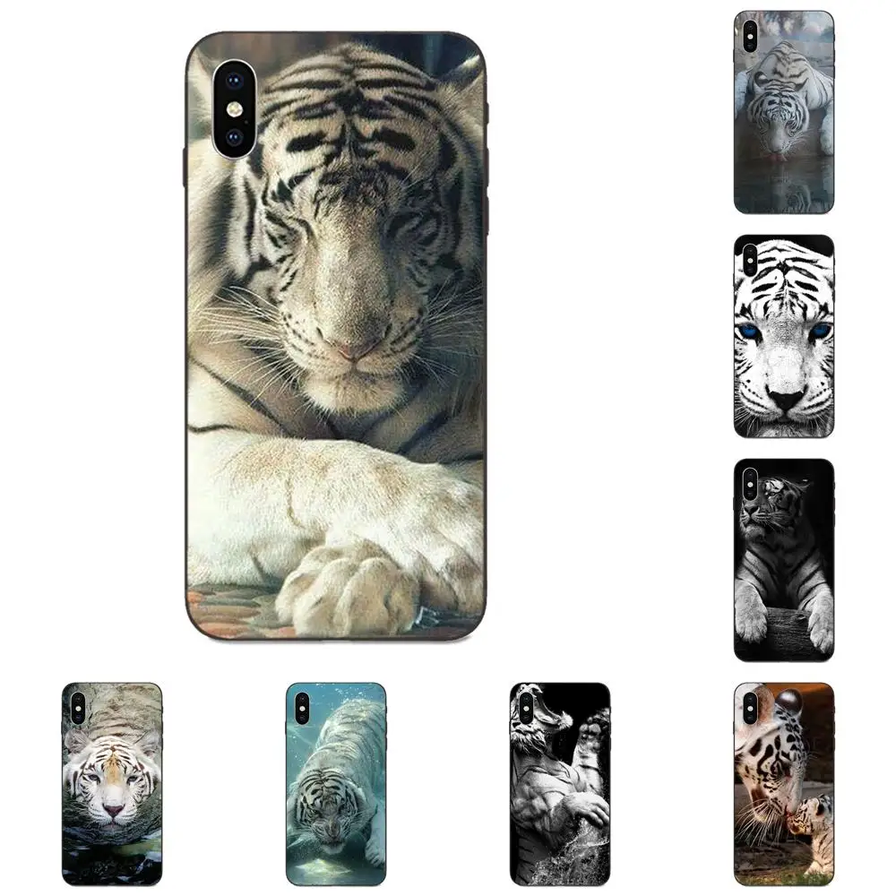 Подарок арт ботильоны с меховой оторочкой голубыми глазами Тигр для Galaxy A3 A5 A6 A6s A7