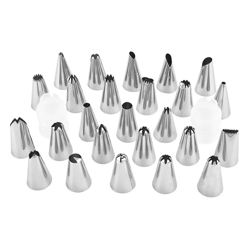 Силиконовые насадки для кондитерского мешка 25 шт./компл. + 2 многоразовых муфты и