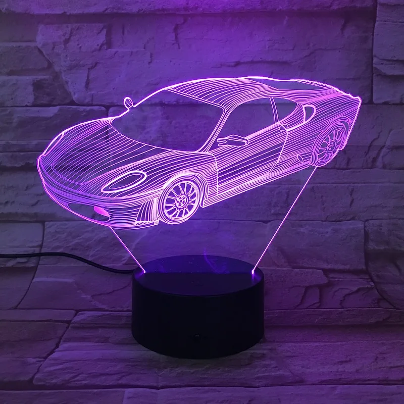 Спортивный автомобиль 3d светодиодный светильник Usb сенсорный датчик декор