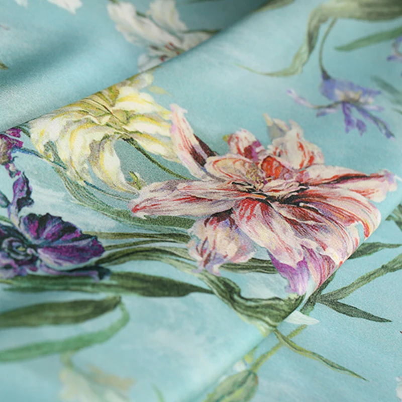 

Heavy silk printed fabric silk heavy crepe dress fabric