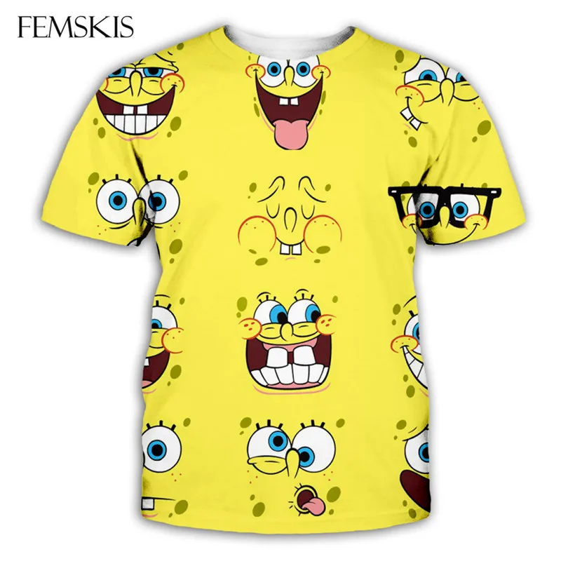 Женская модная одежда с 3D принтом Губка Боб футболка женская мужская