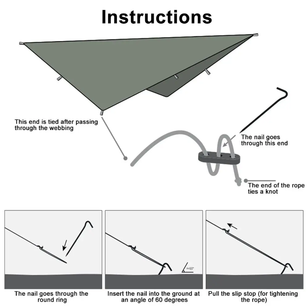 

Hammock Awning Canopy Tent Tarp Beach Camping Portable Pergola Sunshade Outdoor