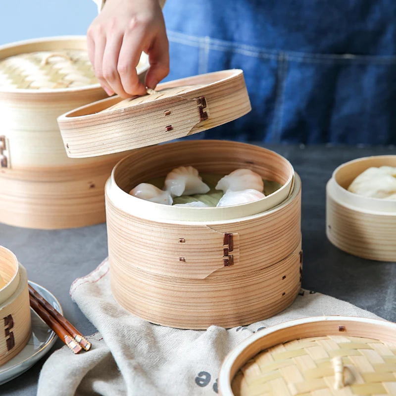 

One Cage or Cover Cooking Bamboo Steamer Fish Rice Vegetable Snack Basket Set Kitchen Cooking Tools dumpling steamer steam pot