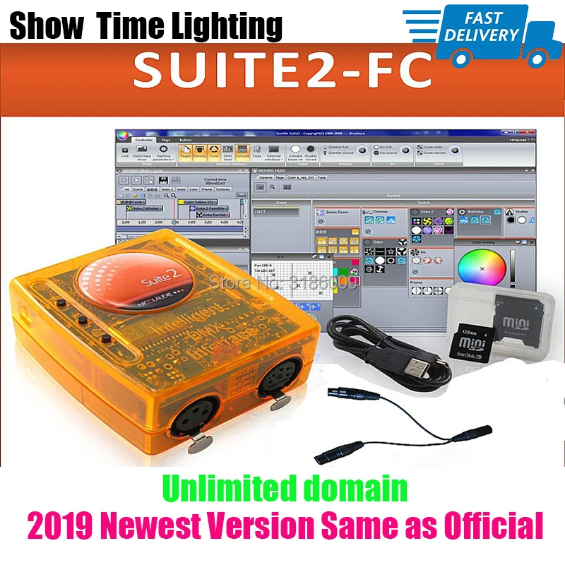 Быстрая доставка мини dmx консоль Sunlite Suite2 FC DMX USD контроллер pro для DJ Party LED Освещение