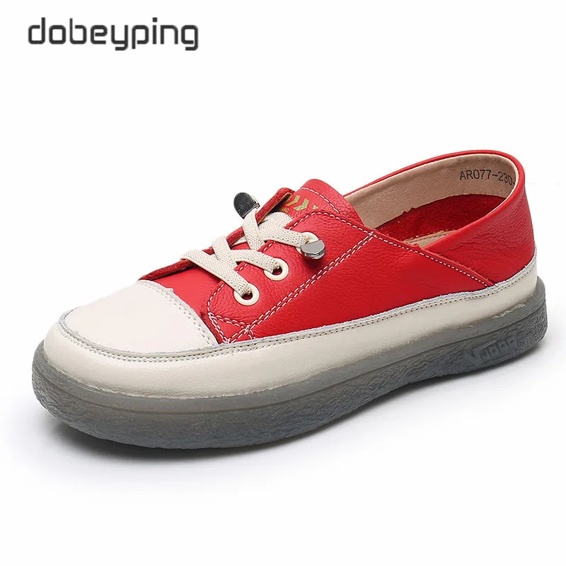 Spring Autumn Sport Shoes Women Natural Genuine Leather Flat Woman Casual Shoe Female Lace Up Ballet Flats Soft Ladies Sneakers