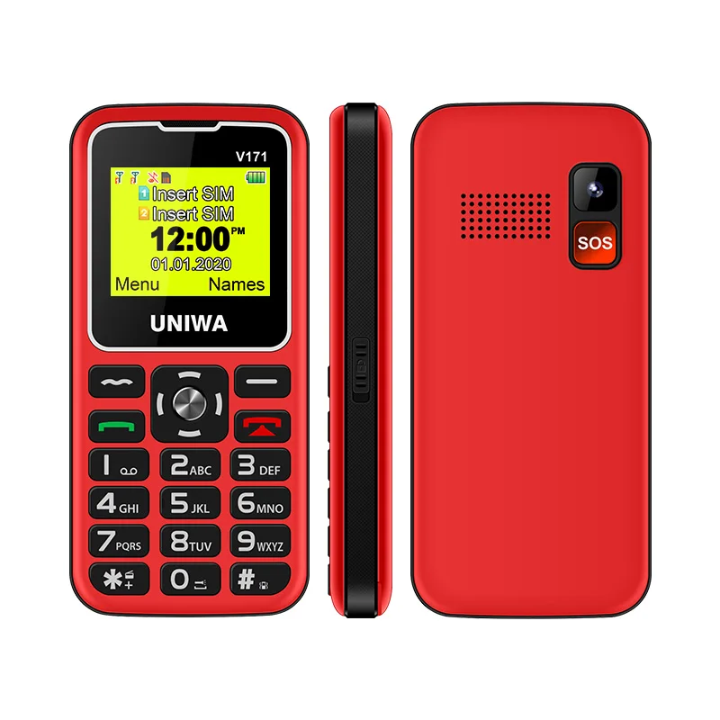 Сотовый телефон UNIWA V171, 2G, GSM, MT6261D, две SIM-карты, 1000 мА · ч, 1,77 дюйма, фонарик 0,08 МП, MP3, Cool мобильный телефон VS V808G от AliExpress WW