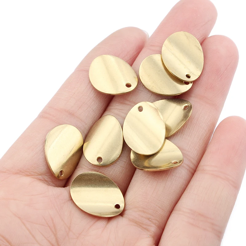 

30pcs Raw Brass Mini Oval Handmade Accessories For Necklace Earrings Making Geometric Chamrs Pendant For DIY Jewelry Making Supp