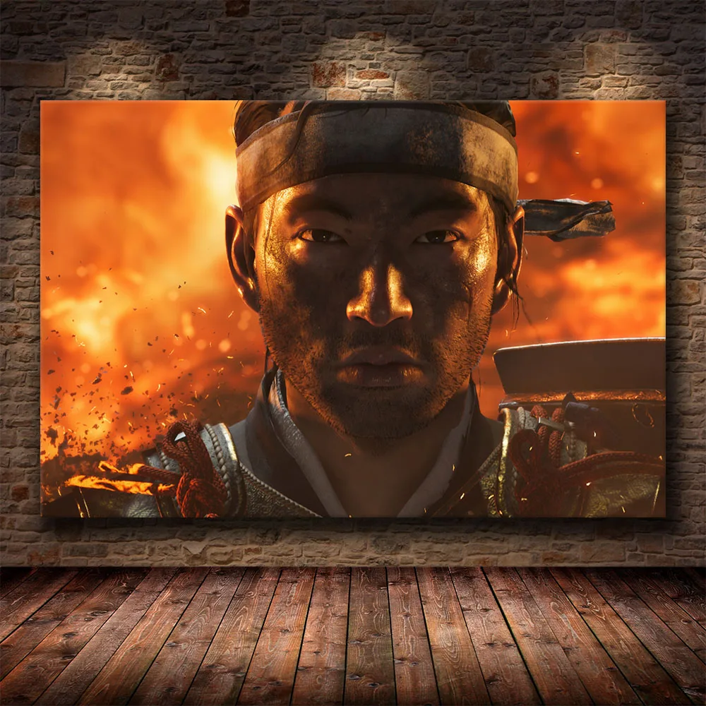 Призрак цушимы игра плакатов и принтов настенное искусство живопись на холсте