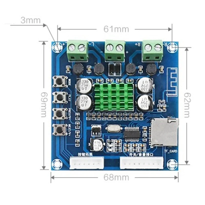 

Xh-A231 Bluetooth Digital Amplifier Board 15W + 15W Stereo Audio Amp with Tone Board Tf Card Play