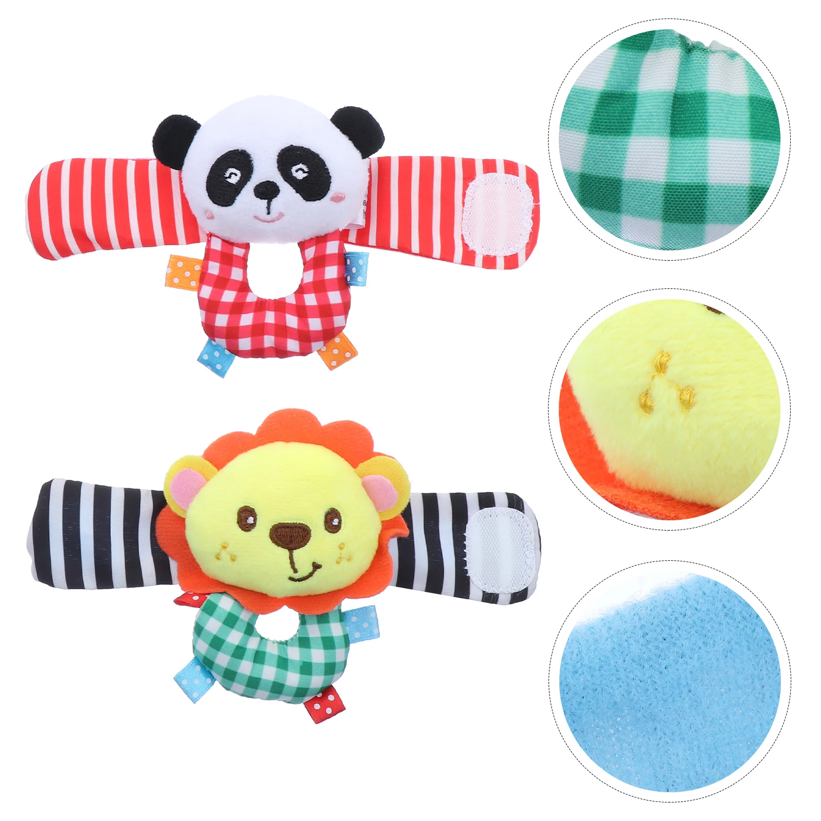 

2 Pcs Wrist Rattle Toys Cartoon Rattle Playthings Infant Wrist Strap Plush Toys