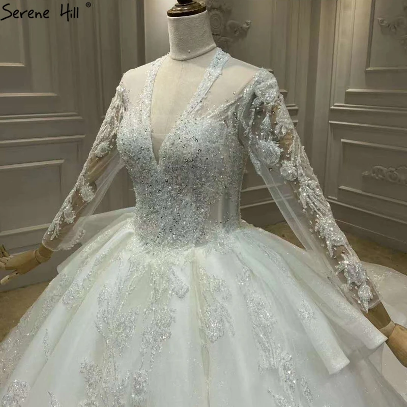 Роскошное свадебное платье цвета слоновой кости с v-образным вырезом 2021 длинным