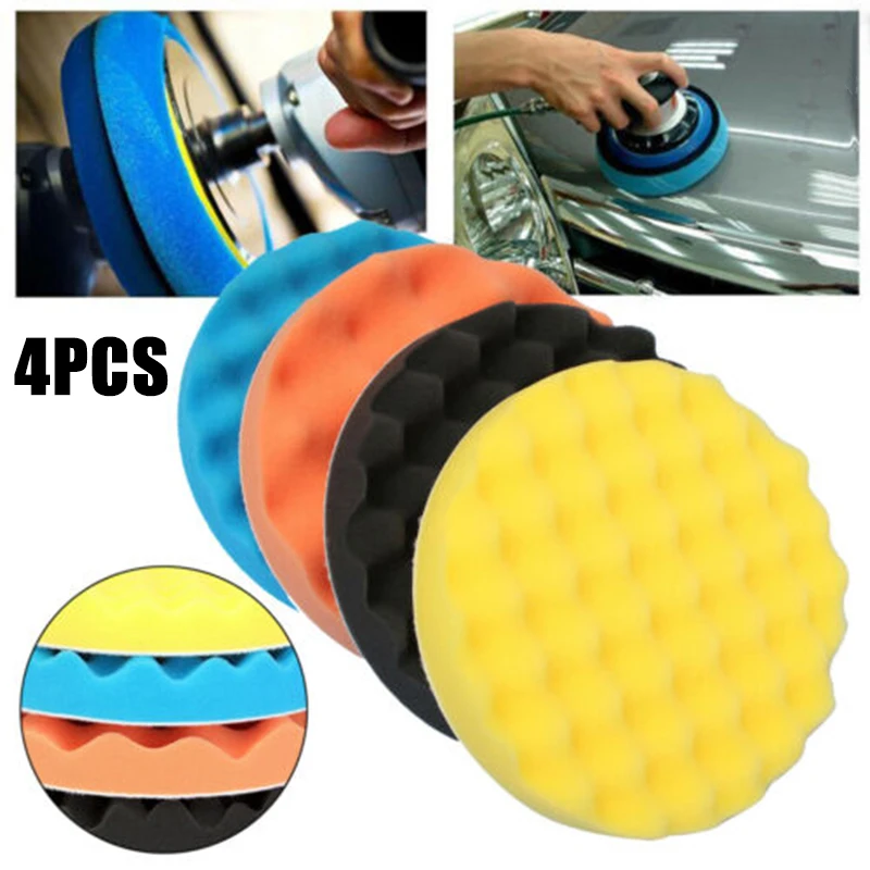 

4pcs 180mm Buffing Waxing Polishing Sponge Pads Kit Set For Car Polisher Tool
