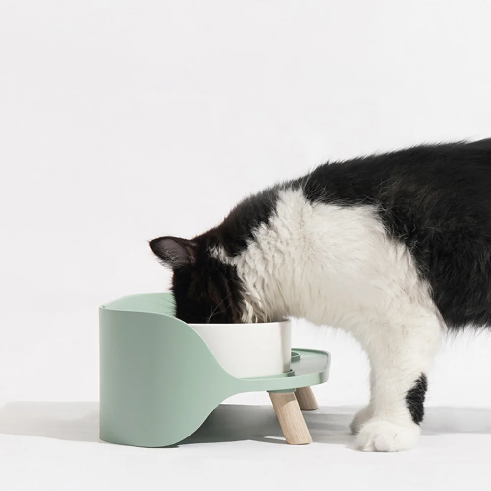 

1PC Cervical Spine Protective Cat Bowl High Feet Pet Ceramic Bowl (Mint Green)
