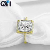 qyi customization 14k solid yellow gold rings engagement ring women jewelry 4 ct moissanite diamond for wedding