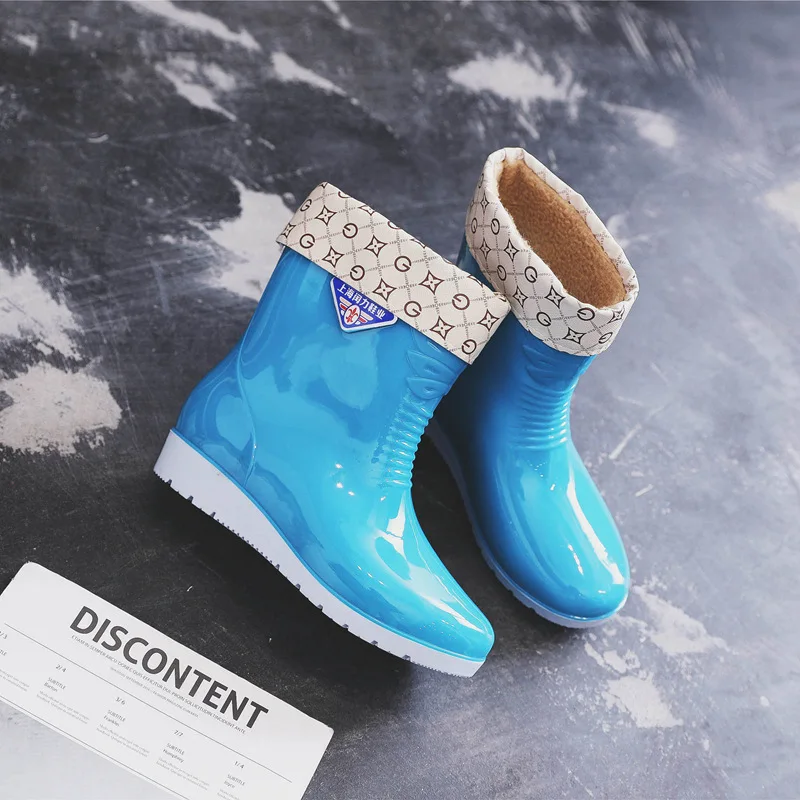 Зимние непромокаемые сапоги Женские Модные с белым воротником для взрослых