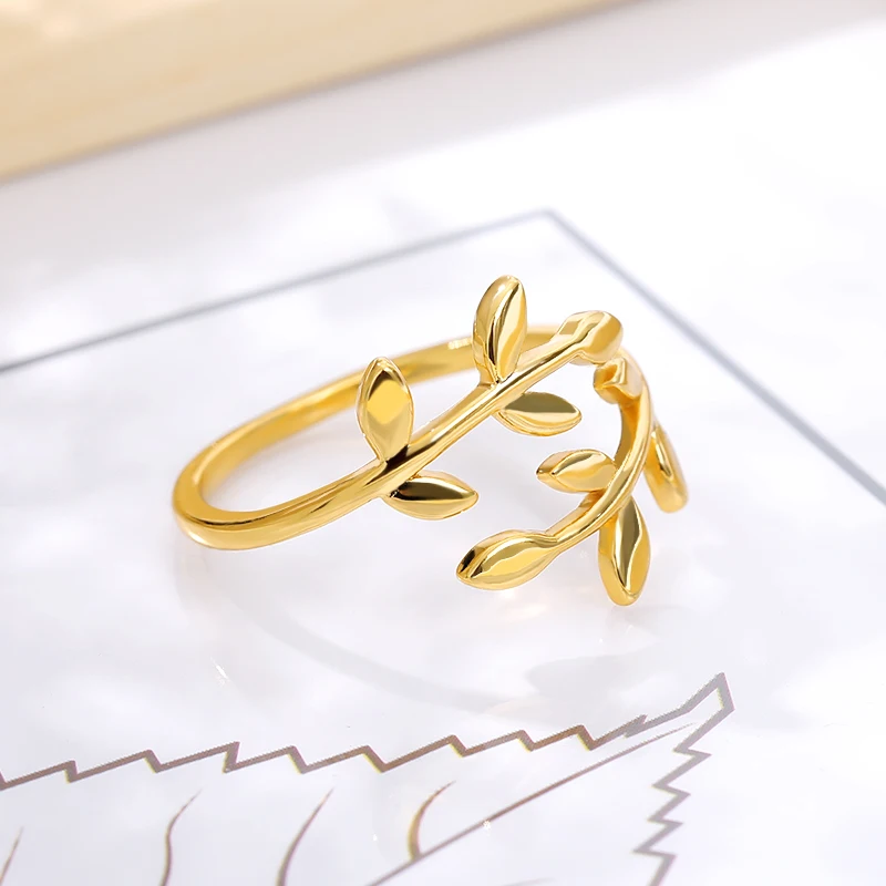 Charms Two Olive Tree Branch Leaves Open Ring for Women Girl Wedding Rings Adjustable Knuckle Finger Jewelry Xmas Gifts | Украшения и