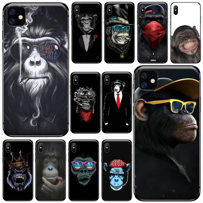 Курение обезьяна стильный принт с животными чехол для телефона iPhone 11 12 pro XS MAX 8 7 6 6S